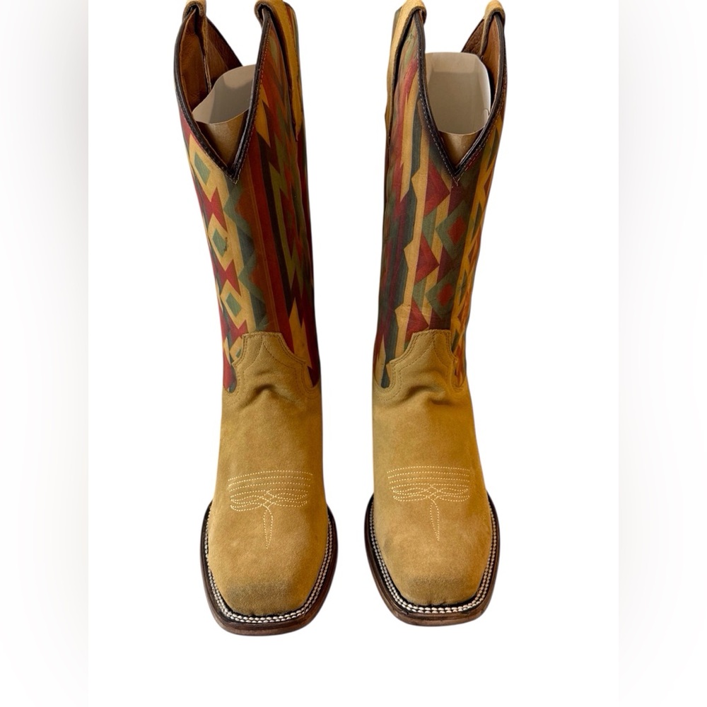 New Circle G Women’s Straw Embroidery Western Square Toe Boots ~ Size 11M